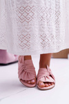 Shiny Tiered Flip Flops Pink Emilia
