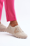 Sportowe Buty Lekkie Damskie Skóra Eleonori 7875 Beżowe