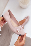 Mesh ballet flats with bow pink Bianila