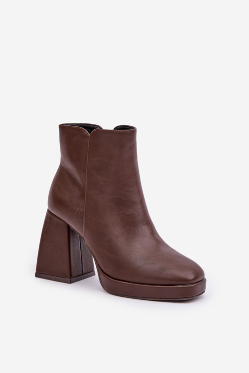 High Heel Booties Eco Leather Dark Brown Selarae