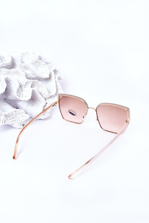 Gold Square Sunglasses Beige-Pink Ombre