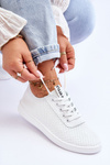 Women's Openwork Lace-up Sneakers White Carinel