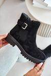 Insulated ankle boots with zipper and buckle black Kikiella