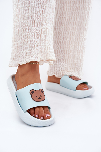 Women's Foam Slippers With Bear Blue Lalon