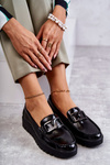Półbuty Loafery Modne Skóra Czarne Kjersti