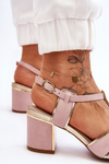 Women's Leather Low Heel Sandals Pink Riley