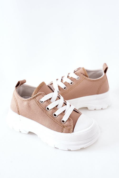 Children's Sneakers On A Platform Beige Travel Time