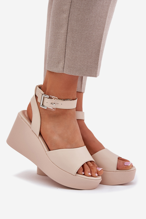 Wedge Heeled Women's Sandals Beige Efrina