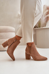 Eco Suede Ankle Boots With Heels Insulated Brown Daivine