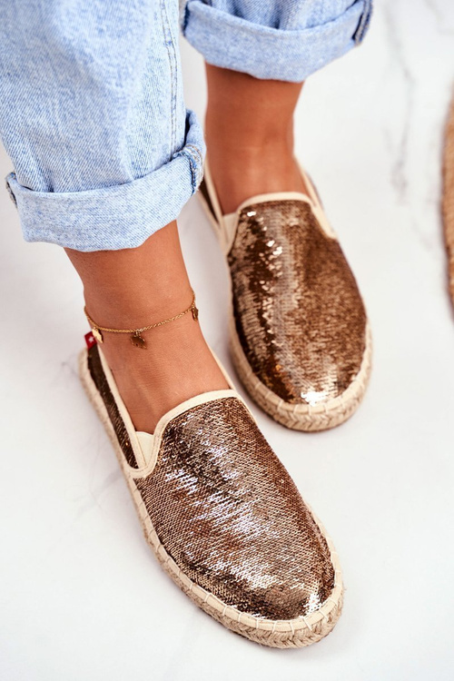 Espadryle Opalizujące Cekiny Big Star Złote DD274A161