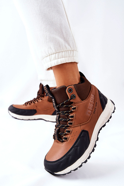 Buty Trekkingowe Skórzane Wiązane Big Star Brązowe II274453