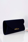 Women's Navy Blue Suede Clutch Bag
