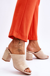 Women's Suede High Heel Slippers Beige Carter