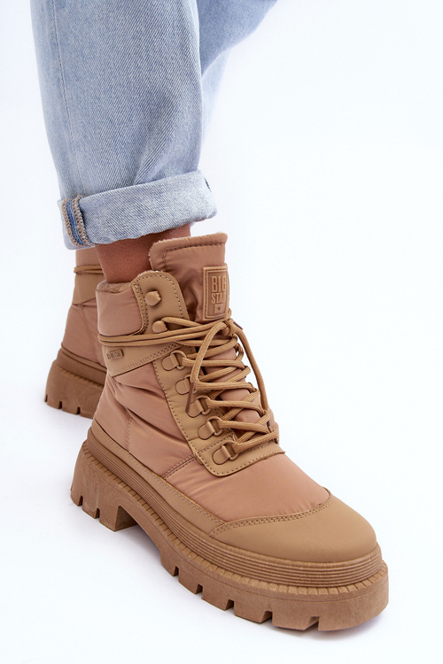 Women's Trapper Boots Warm On Platform And Flat Heels Big Star MM274340 Beige