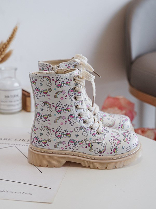 Kids' Lined Zip-Up Boots Beige Dolida