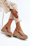 Beige Platform Sandals and Wedges Oporia