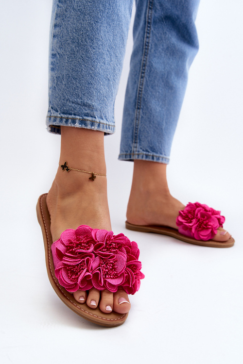 Women's Flip Flops with Flowers Fuchsia Eelfan
