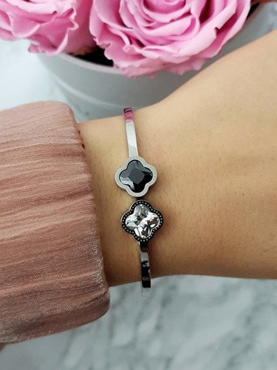 Women's Steel Bracelet With Two Zircons Silver Beluci