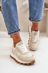 Sneakers Women's Sports Shoes Laced On Platform Beige Mialunae