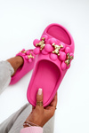 Women's Foam Slides With Decorations On Thick Sole Fuchsia Bremavia
