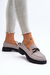 Women's Gray Genuine Leather Moccasins Imbleria