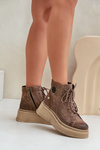 Suede Ankle Boots On A Chunky Platform Maciejka 06309-02 Dark Brown