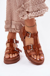 Ladies Eco Leather Sandals With Buckles Camel Jeneliena