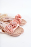 Women's Slippers With Material Flowers Pink Susana