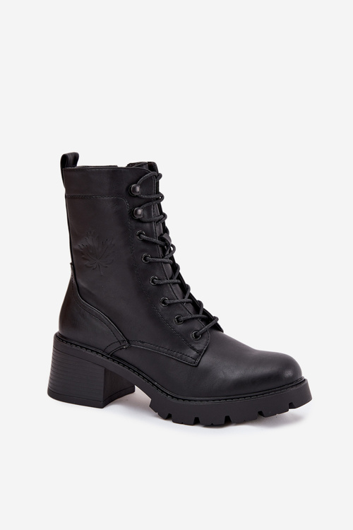 Women's workery boots on block Vinceza 89136 black