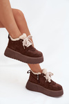 Women's Snow Boots On Platform With Shearling Type Lamb Brown Luma