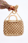Braided Rigid Messenger Bag Light Beige