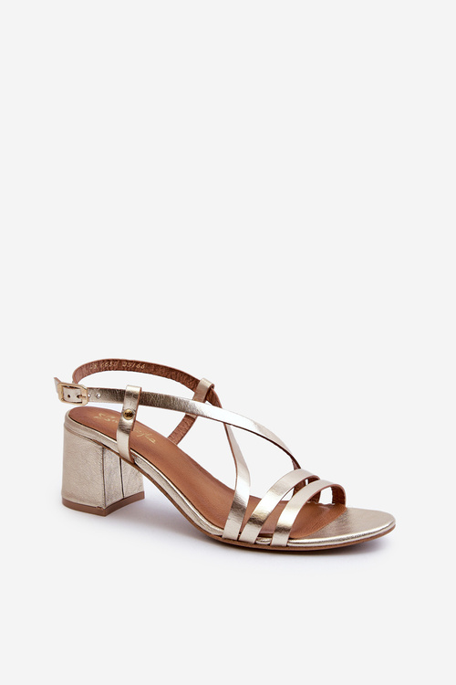 Suede Sandals With Low Heel Maciejka 06653-25 Golden