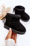 Children's Furry Fringed Snow Boots Black Mikyla