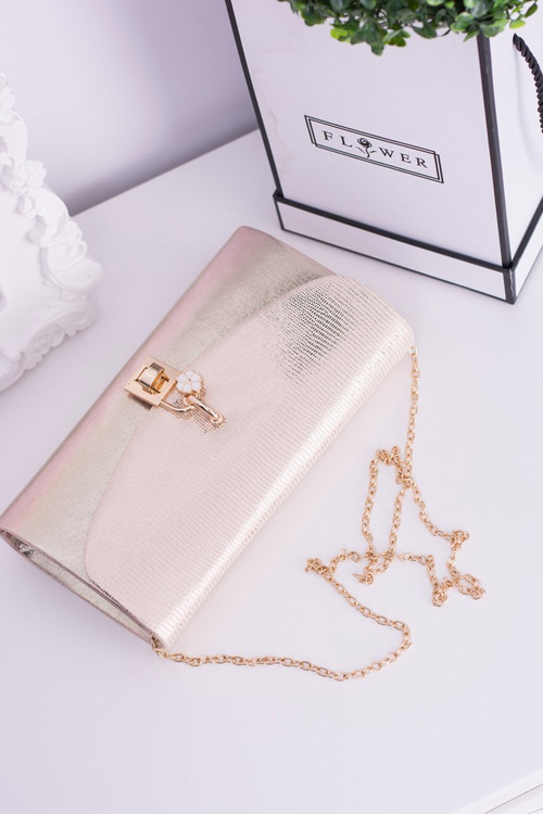 Gold Clutch Bag Gold Chain Padlock Latch