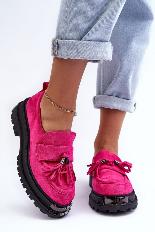 Półbuty Mokasyny Damskie Zamsz Fuksja Ramvli NC1322