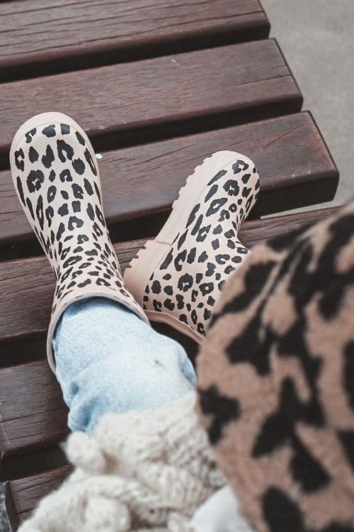 Children's Galoshes With Leopard Pattern Beige Nanny
