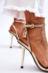 Elegant Sandals On A High Heel With Ornaments Golden Zaria