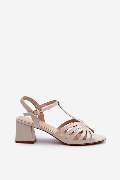 Beige Glossy Women's Sandals with Heels Sergio Leone SK880