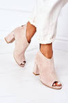 Suede Boots On A Block Heel Lewski Shoes 3044 Beige