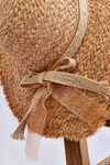 Women's Straw Hat with Jute Bow Beige