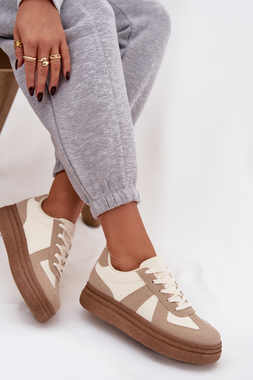 Women's Sneakers on Platform Dark Beige Dovina