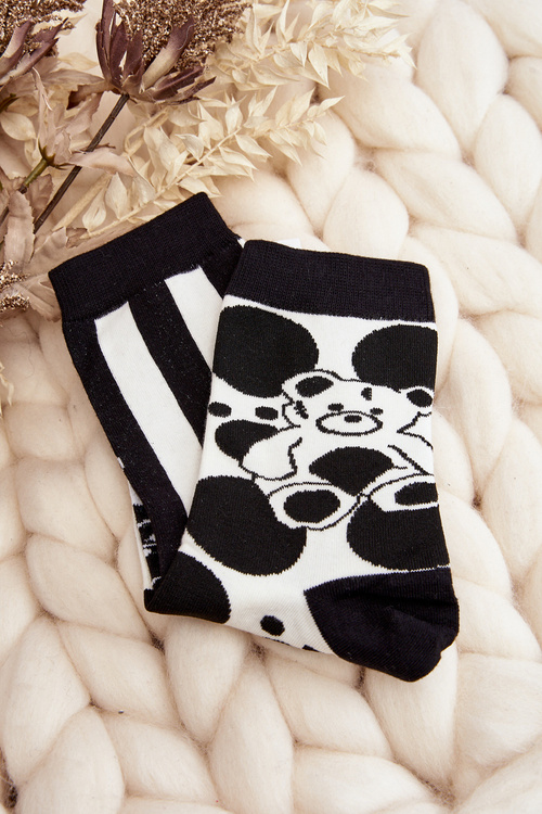 Women's Socks Not A Pair With Bear Black and White