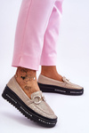 Classic Openwork Leather Moccasins With Decoration gold Rendy