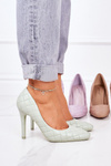 Elegant Quilted Heels Green Rosanna