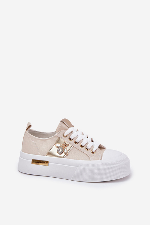 Women's Platform Sneakers With Decorative Detail Beige Annisae