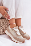Women's Sports Shoes With Mesh On Platform Khaki Poova