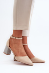 Court shoes in faux suede on embellished stiletto beige Anlitela