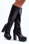 Over The Knee Boots With Heel And Platform Black Baldrema 