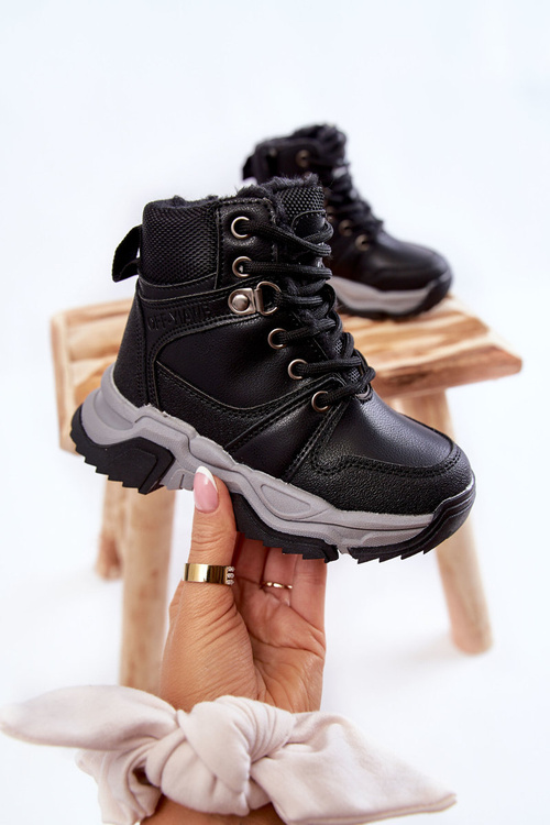 Children's Boots Warm Trappers With Zipper Black Marvin