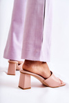 Leather Classic Slippers On High Heel Nude Talena